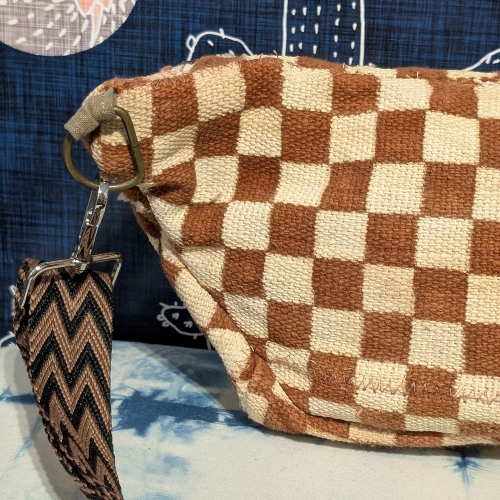Jenna Bee Handmade Sling Bag Ochre & Cream Checkered - Picture 9 of 12